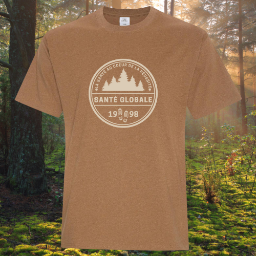 25e anniversaire : T-shirt caramel en coton édition spéciale "La Santé au cœur de la réussite "