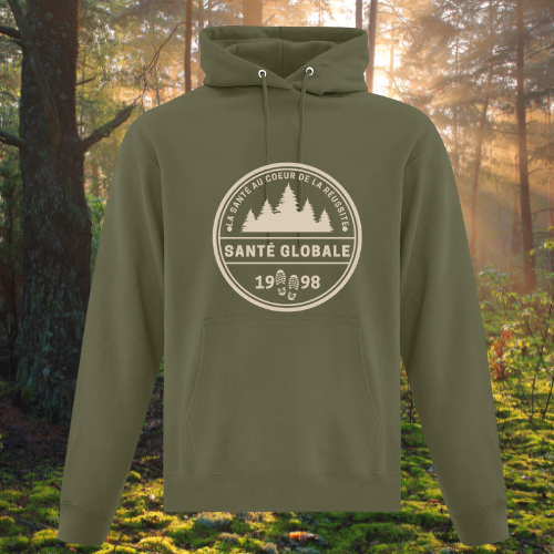 25e anniversaire : Hoodie vert en coton édition spéciale "La Santé au cœur de la réussite "