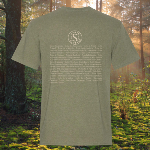 E005-2425 Nouveauté éphémère  : T-shirt vert en coton édition spéciale "La Santé au coeur de la réussite "