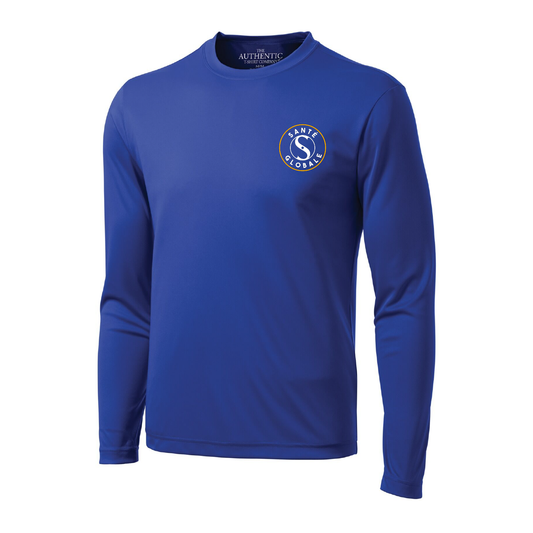 SG16 - Chandail bleu Santé globale à manches-longues en tissu technique (sport)