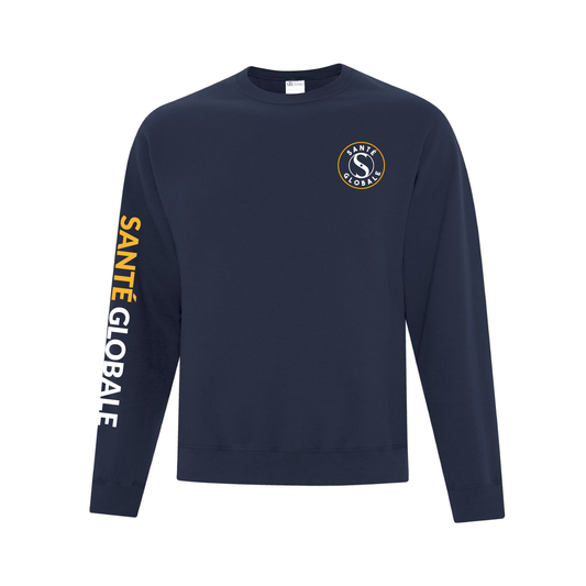 SG02 -Chandail bleu marin Santé globale en coton ouaté (Crew neck)
