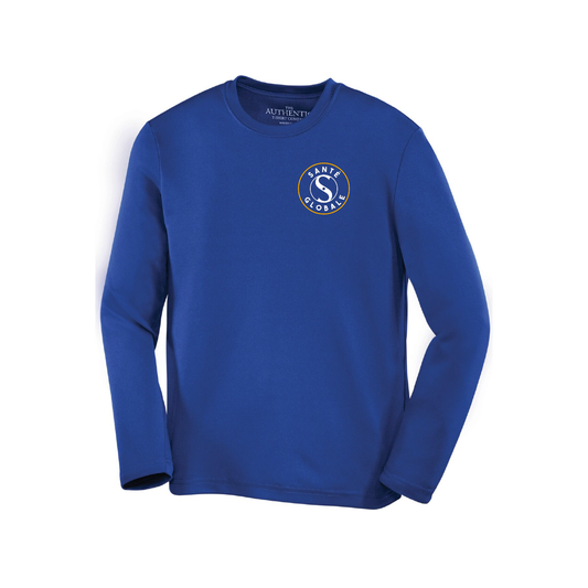 SG16 - Chandail bleu Santé globale à manches-longues en tissu technique (sport)