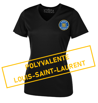 SL12 - POLYVALENTE LOUIS-SAINT-LAURENT  :  T-shirt noir manches-courtes en tissu technique (sport) col en "V"