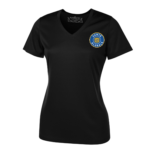 SL12 - POLYVALENTE LOUIS-SAINT-LAURENT  :  T-shirt noir manches-courtes en tissu technique (sport) col en "V"